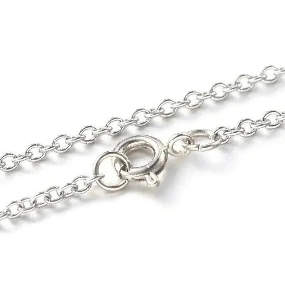 Surgical Stainless Steel Rolo Chain Necklace 16" Long 2mm Links Spring Clasp